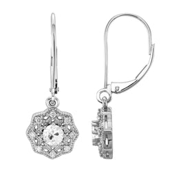 Round Old Cut Vintage Style 2.25 Carats Diamond Leverback Earrings