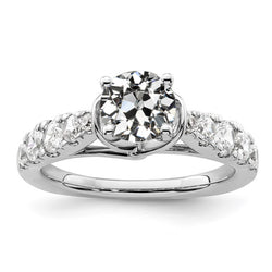 Round Old European Natural Earth Mined Diamond Engagement Ring Prong Set 3 Carats