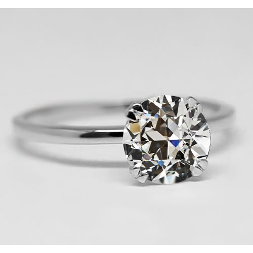 2 Carats Round Old European Diamond Solitaire Engagement Ring
