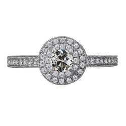 Round Old European Double Halo Anniversary Ring 2.50 Carats Natural Diamond