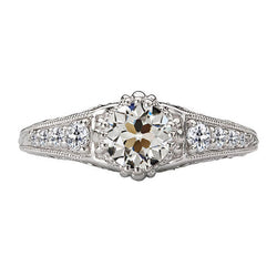 Round Old European Prong Set Milgrain Wedding Mined Diamond Ring 3 Carats