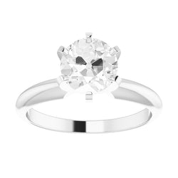Round Old MIne Solitaire Prong Set Real Diamond Ring 2.50 Carats