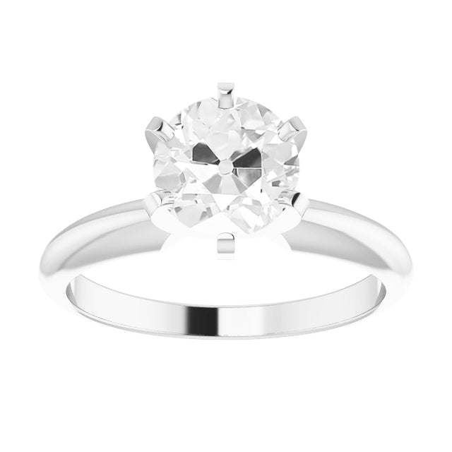 Round Old MIne Solitaire Prong Set Diamond Ring 2.50 Carats