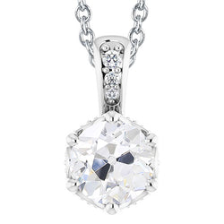 Natural Diamond Pendant 4.50ct - White Gold 14K