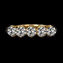 Round Old Mine Cut Real Natural Earth Mined Diamond Anniversary Band 5 carats Yellow Gold