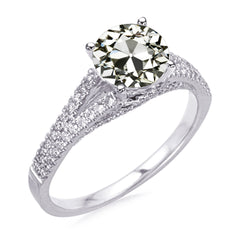Round Old Mine Cut Genuine Natural Earth Mined Diamond Anniversary Ring White Gold 4.50 Carats