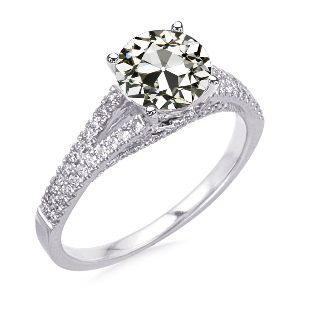  Lady’s Unique Style White Sparkling Weeding Engagement White gold  Round Old Mine Cut Diamond Anniversary Ring