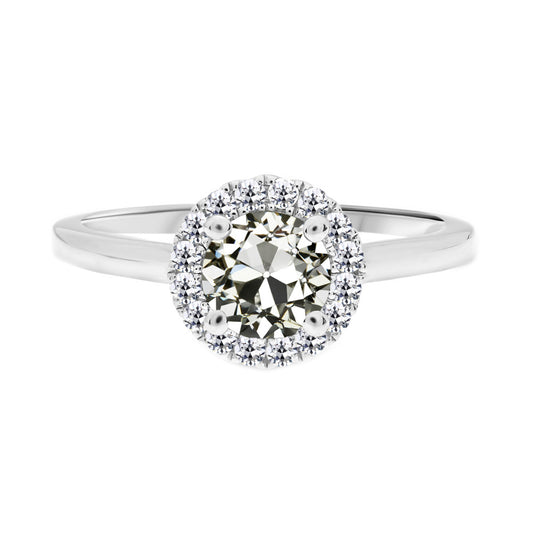 Round Old Mine Cut Diamond Engagement Halo Ring 2 Carats