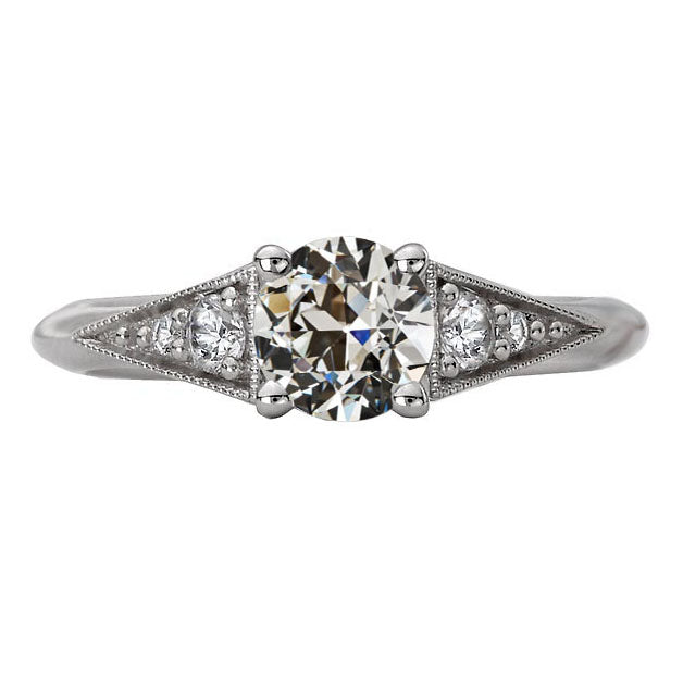 Round Old Mine Cut Diamond Engagement Ring