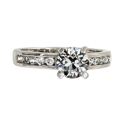 Real  Round Old Mine Cut Diamond Engagement Ring Prong Channel Set 3 Carats