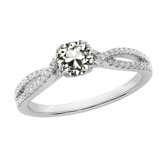 Round Old Mine Cut Diamond Engagement Ring
