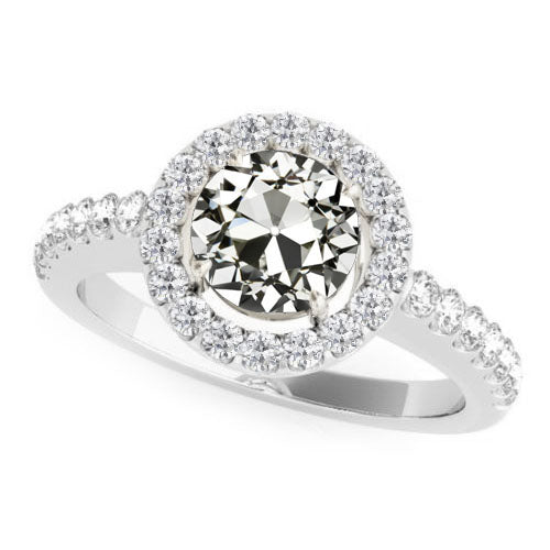 Round Old Mine Cut Diamond Halo Ring