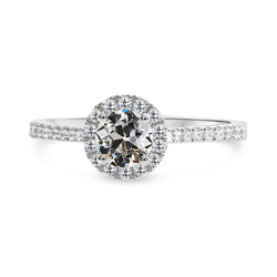 Round Old Mine Cut Diamond Halo Ring With Accents 3 Carats Gold