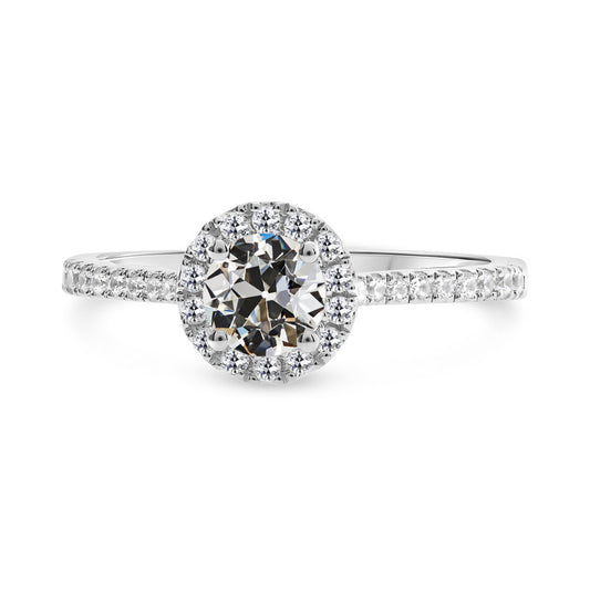 Old Miner Cut Diamond Halo Ring With Accents Gold