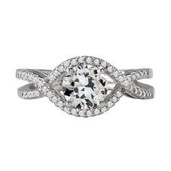 Round Old Mine Cut Natural Earth Mined Diamond Halo Wedding Ring Split Shank 4 Carats