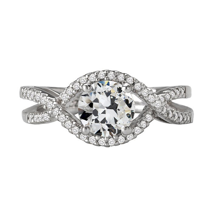 Old Miner Cut Diamond Halo Wedding Ring