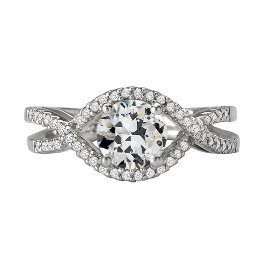 Old Miner Cut Diamond Halo Wedding Ring