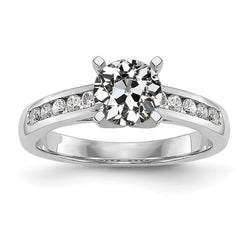 Round Old Mine Cut Real Natural Earth Mined Diamond Lady’s Ring Channel Set 2.50 Carats