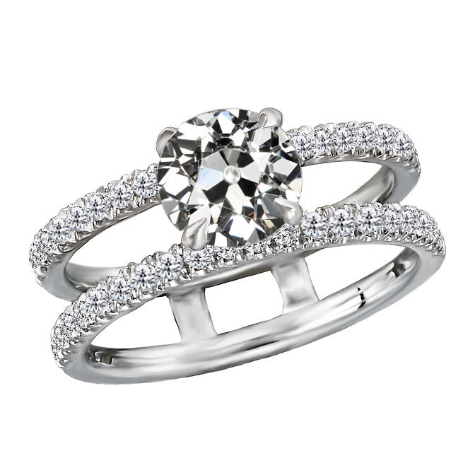 Round Old Miner Cut Diamond Ring Gold