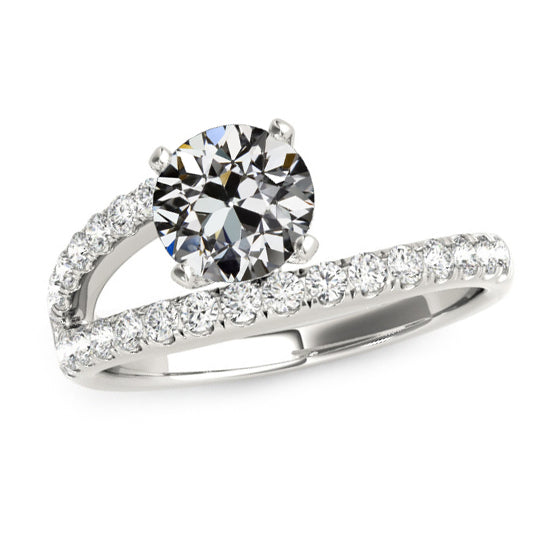 Round Old Mine Cut Diamond Ring 4 Prong