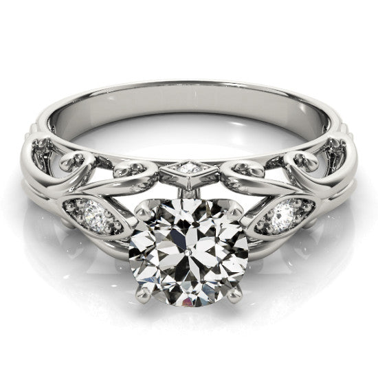 White Gold Round Sparkling Old Miner Cut Diamond Ring 5 Stone Gold Jewelry