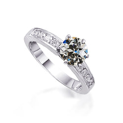 Round Old Mine Cut Genuine Natural Earth Mined Diamond Ring 6 Prong Channel Set 2 Carats