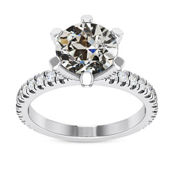 Round Old Mine Cut Genuine Natural Earth Mined Diamond Ring 6 Prong Set Jewelry 7 Carats