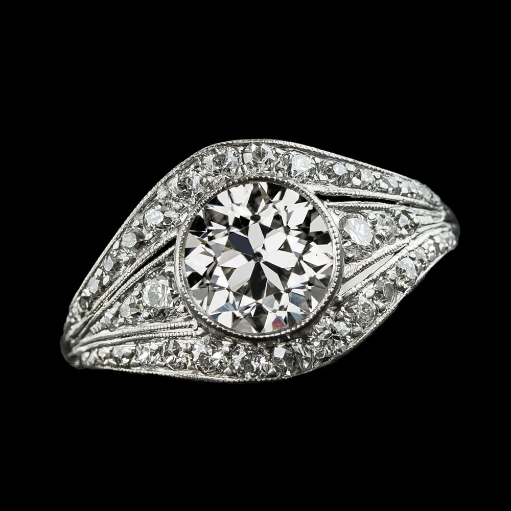 Round Old Miner Diamond Ring Bezel Set