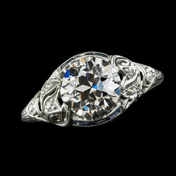 Round Old Mine Cut Diamond Ring Gold 14K Jewelry 4 Carats