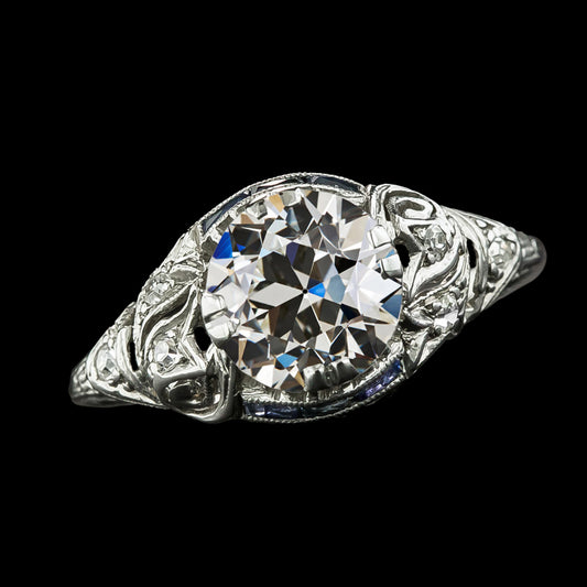 Round Old Mine Cut Diamond Ring