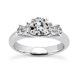 Round Old Mine Cut Real Natural Earth Mined Diamond Ring Gold 5 Stone Jewelry 4 Carats