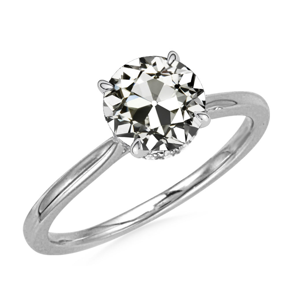  Lady’s Unique Style White Sparkling Weeding Engagement White gold  Round Old Mine Cut Diamond Ring Gold Jewelry Prong Set