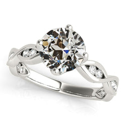 Round Old Mine Cut Genuine Natural Earth Mined Diamond Ring Ladies 14K White Gold 3.75 carats