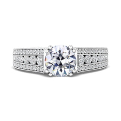 Round Old Mine Cut Genuine Natural Earth Mined Diamond Ring Milgrain Double Prong Set 7 Carats