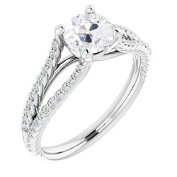 Round Old Mine Cut Genuine Natural Earth Mined Diamond Ring Prong Set 5.50 Carats Twisted Style