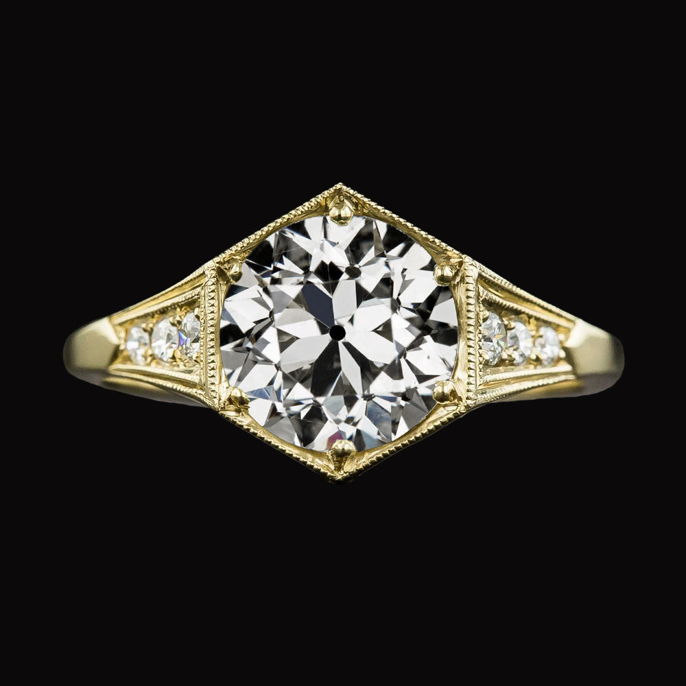 natural round diamond 3.50ct ring front view