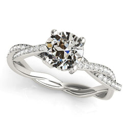 Round Old Mine Cut Genuine Natural Earth Mined Diamond Ring Twisted Shank 4 Carats Jewelry