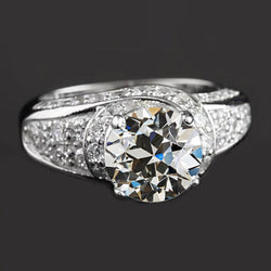 Round Old Mine Cut Genuine Natural Earth Mined Diamond Ring White Gold Jewelry 6.50 Carats