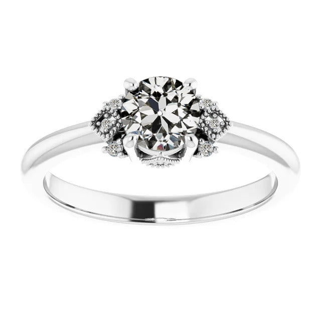    Lady’s Fancy  Unique Engagement White Gold Anniversary Ring  Old Miner Cut Diamond Ring White Gold Ladies Jewelry
