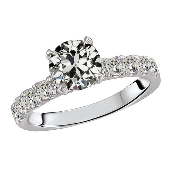 Old Miner Cut Diamond Ring With Accents Gold Jewelry