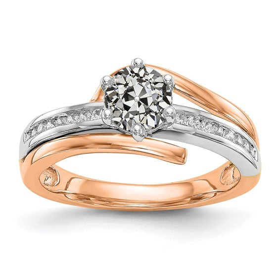  Women Jewelry Sparkling Unique Two Tone Old European Diamond Ring