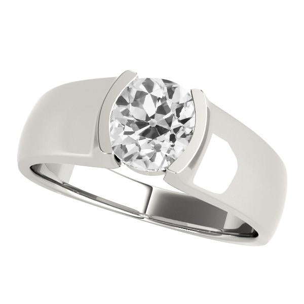 Princess Cut Sparkling Round Old Mine Cut Diamond Ring