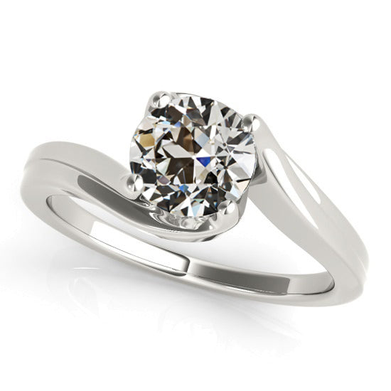 Twisted Style Old Miner Cut Diamond Solitaire Ring