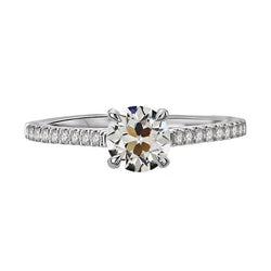 Round Old Mine Cut Diamond Solitaire Ring With Accents 3.50 Carats