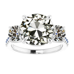 Real  Round Old Mine Cut Diamond Wedding Ring Gold Ladies Jewelry 9 Carats