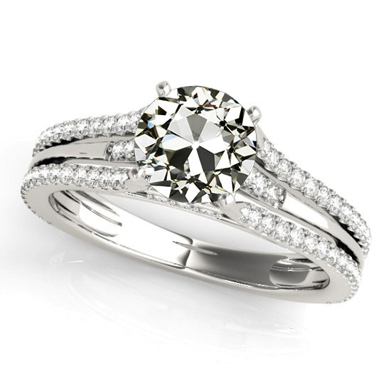 Round Old Mine Cut Diamond Wedding Ring