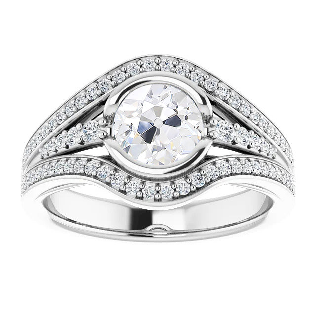 Round Old Mine Cut Diamond Wedding Ring