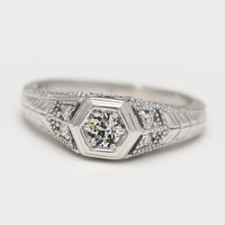 Real  Round Old Mine Cut Diamond Wedding Ring Vintage Style Jewelry 1 Carat