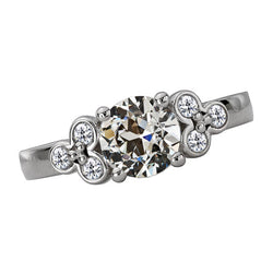 2.50 Carats Round Old Mine Cut Four Prong White Gold Genuine Natural Real Diamond ( Not Lab Grown ) Ring