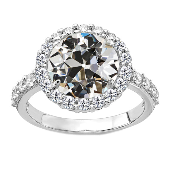 Round Old Mine Cut Halo Anniversary Diamond Ring 4.50 Carats